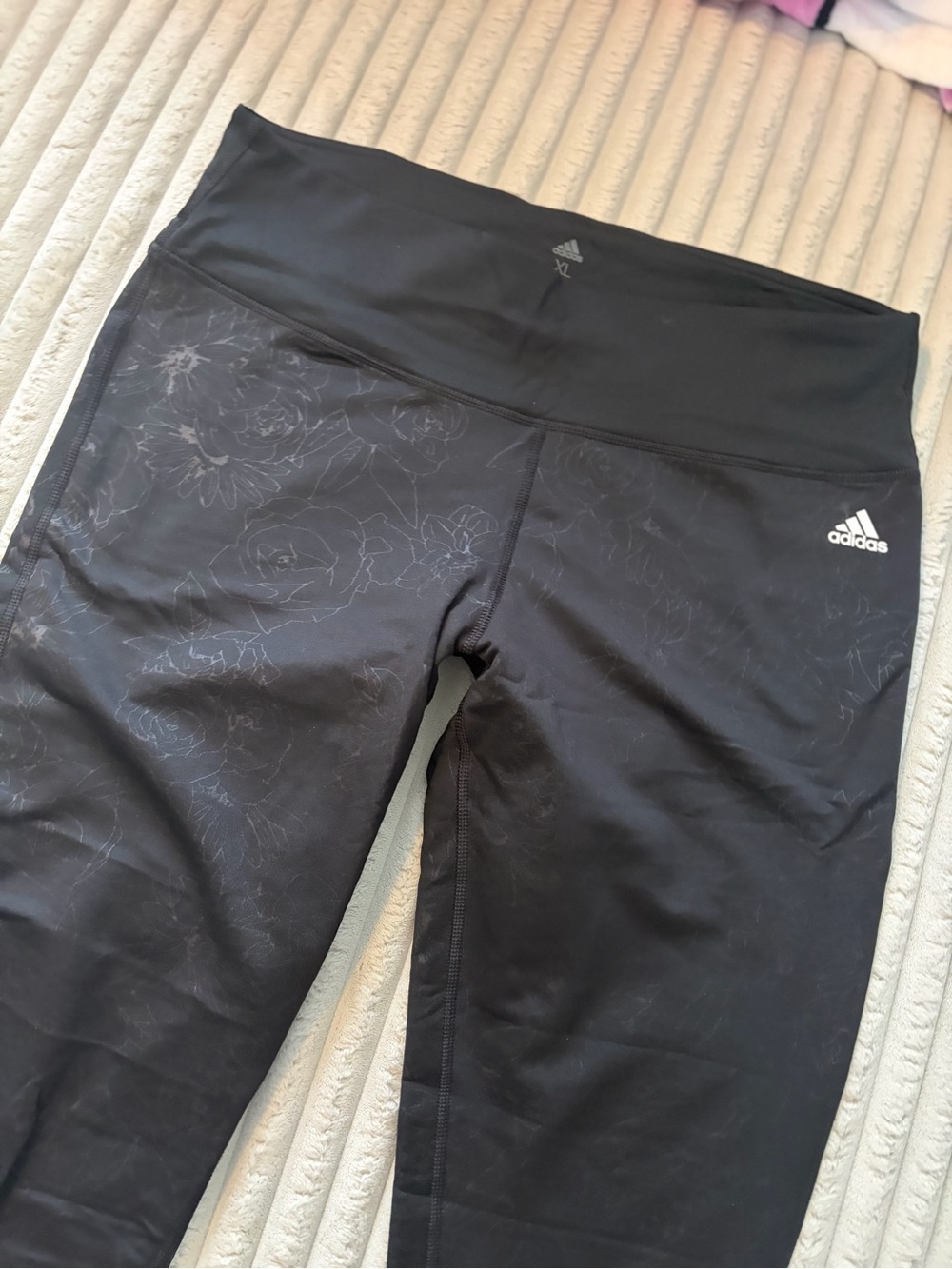 adidas womens Black Floral Print Performance Leggings